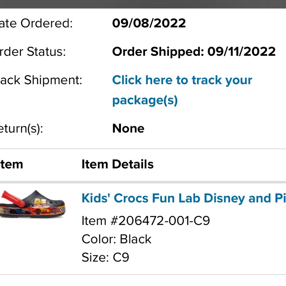 Lightning McQueen Crocs size 9 toddler brand new never worn